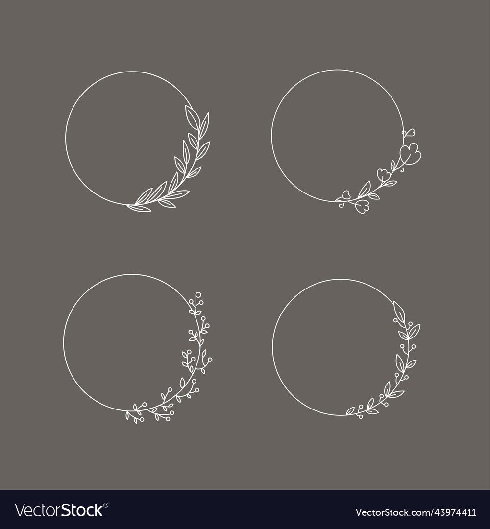 Wedding frame logo elements circle with flowers