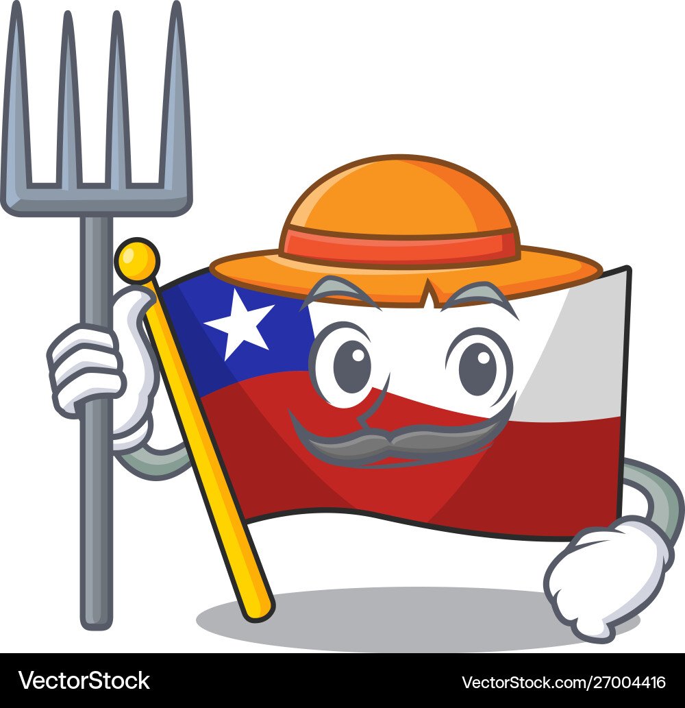Farmer Flag Chile Cartoon In Character Shape Vector Image