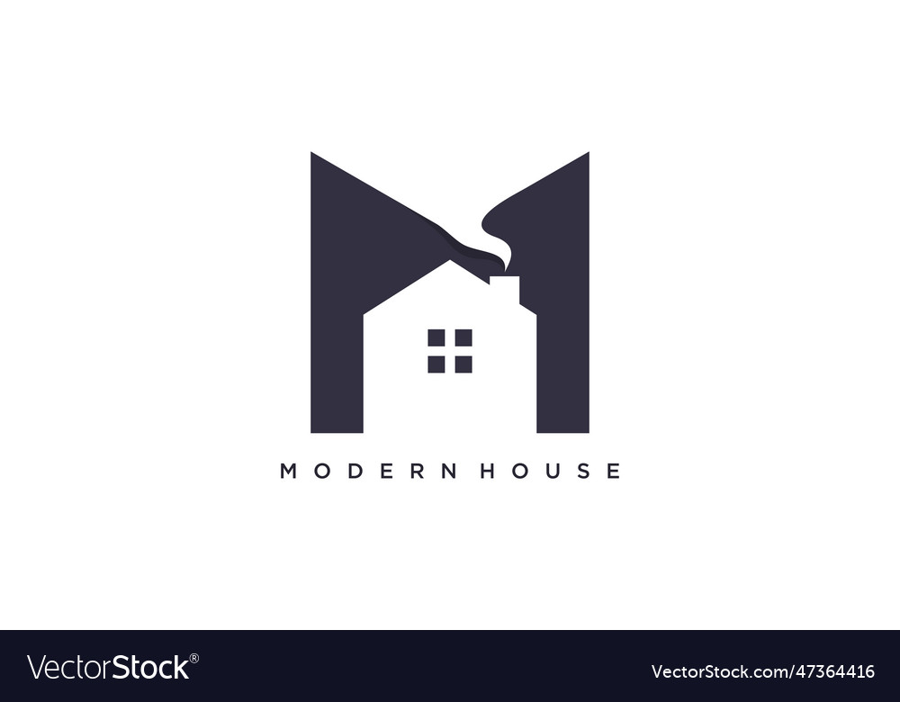 Letter m house logo design with creative unique Vector Image