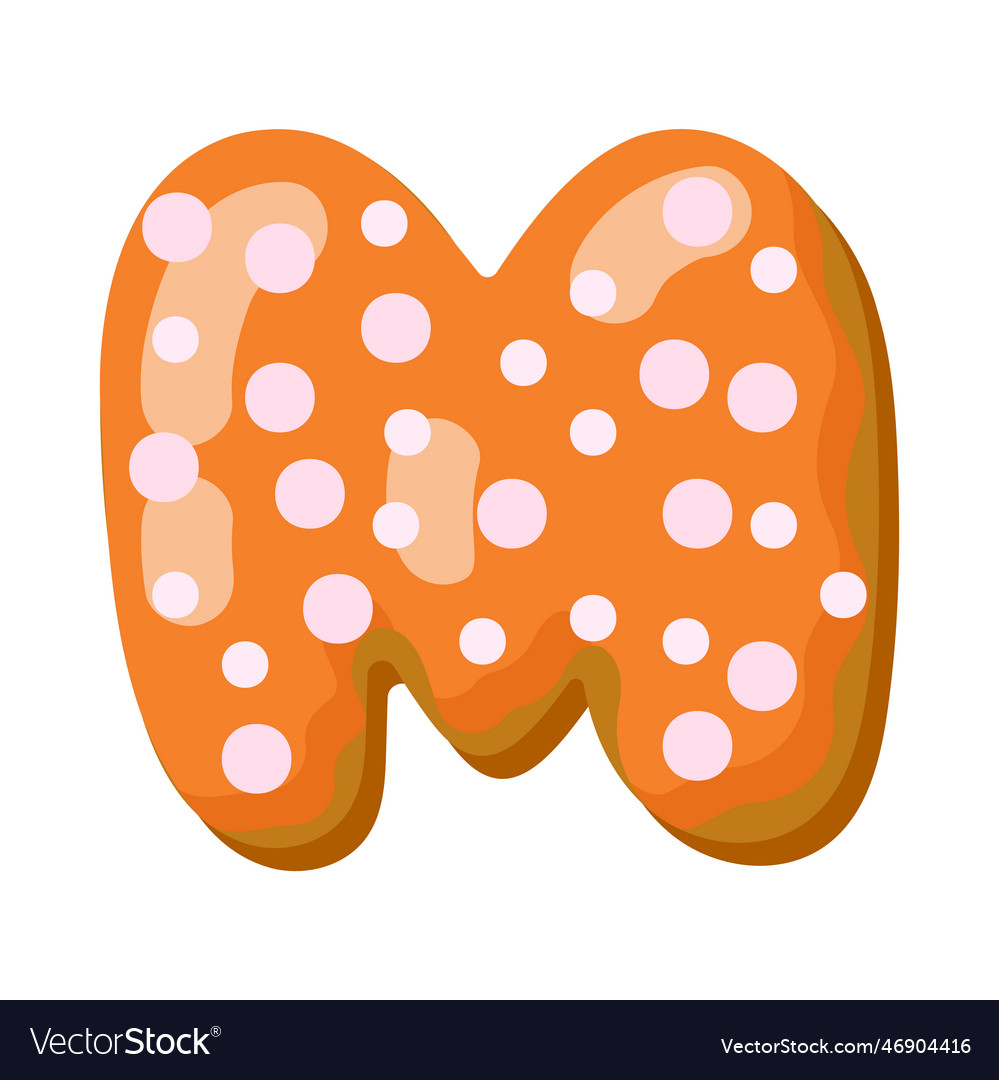 Letter m in donut font Royalty Free Vector Image