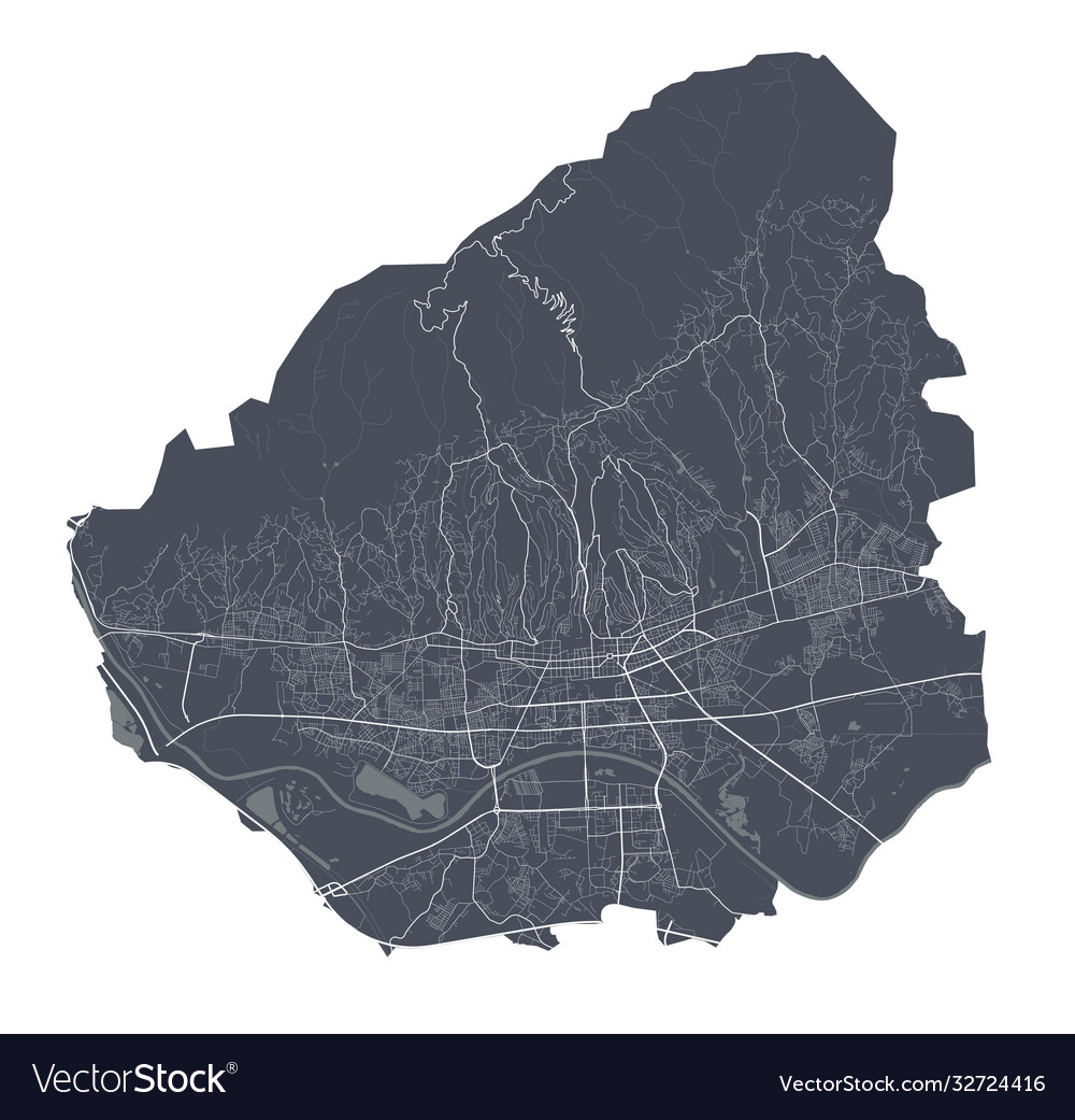 Zagreb map detailed map city poster Royalty Free Vector