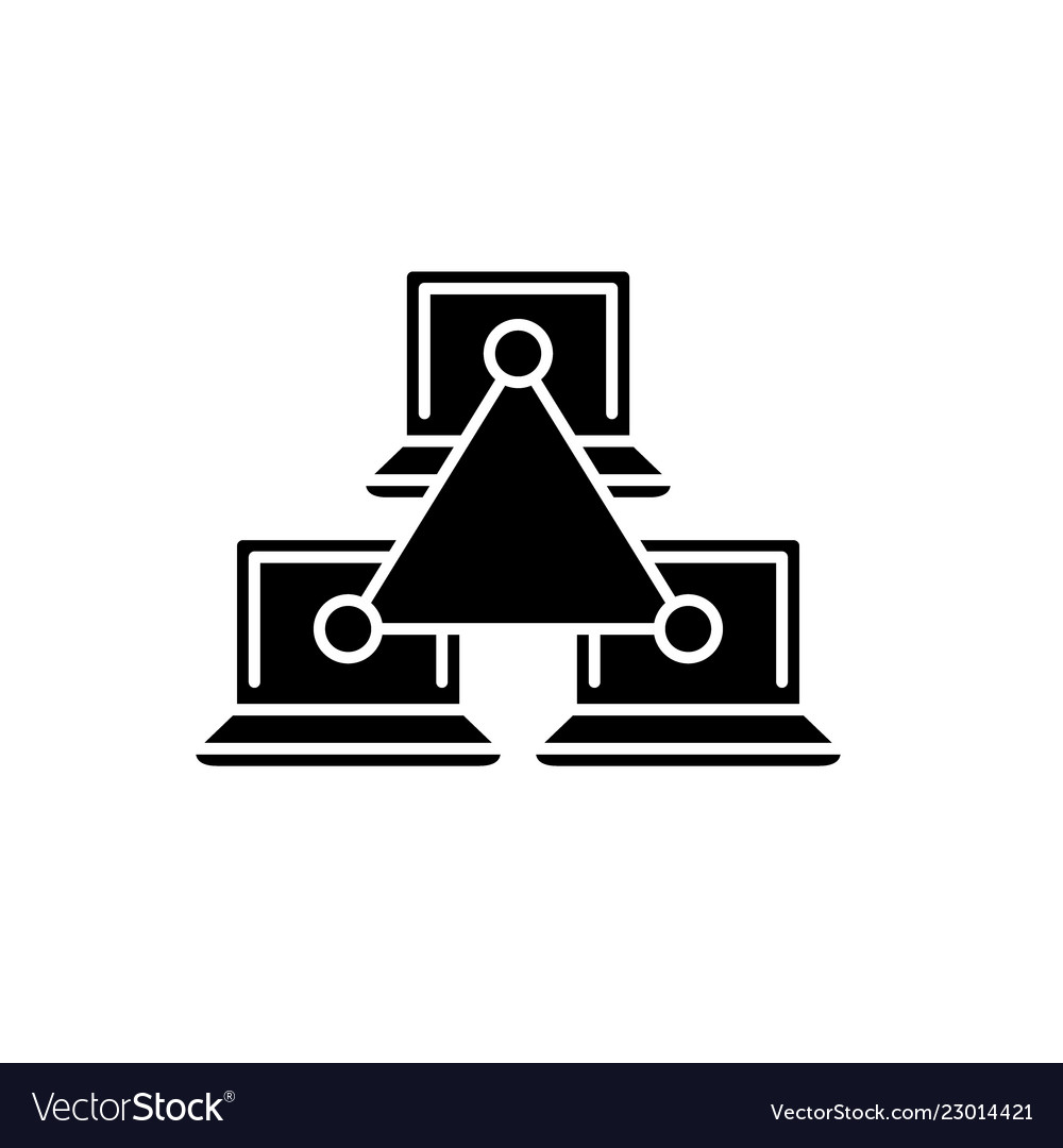 Computer working group black icon sign Royalty Free Vector