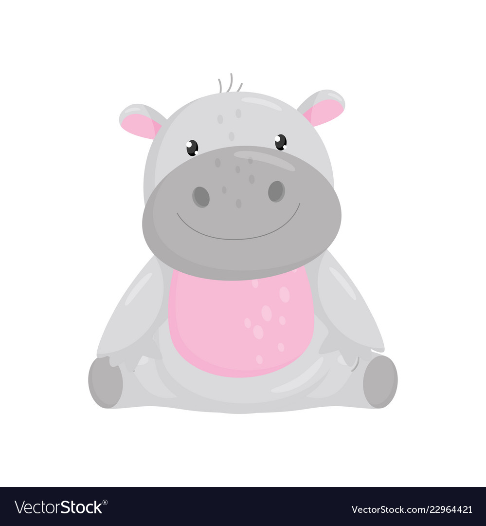 Cute adorable hippo sitting on the floor lovely