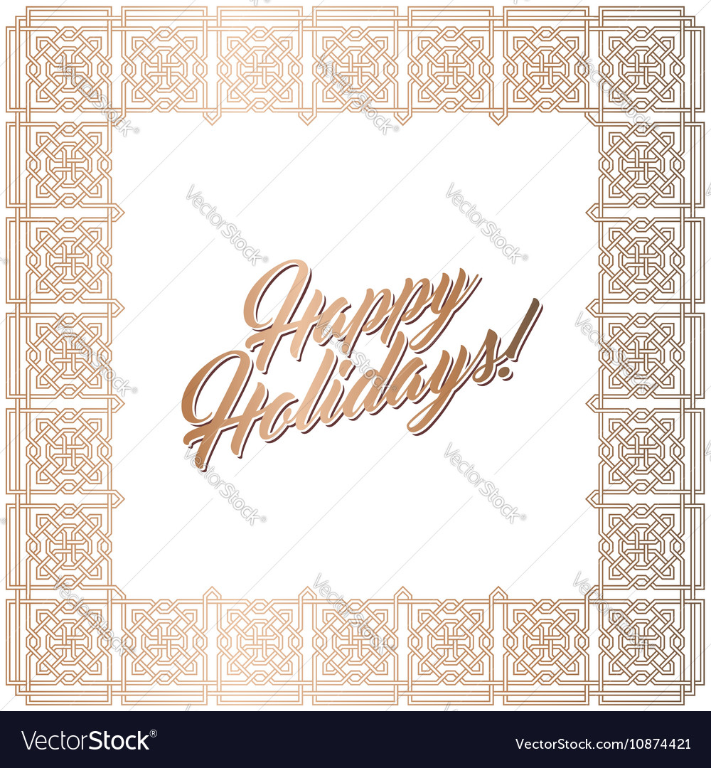 Golden square frame happy holidays card