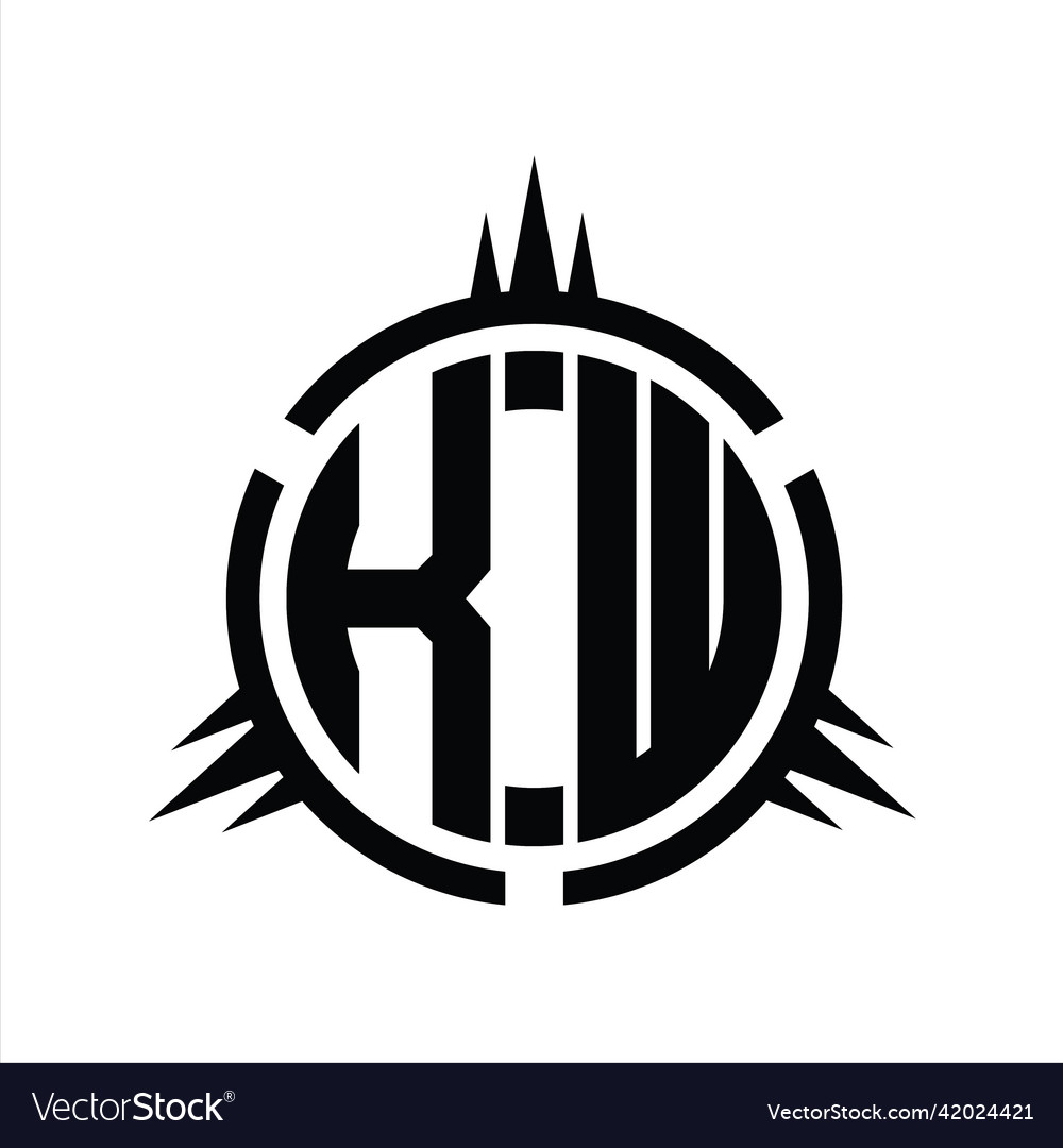 Kw logo monogram circle element design template Vector Image