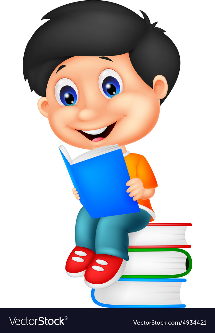 Little boy reading book Royalty Free Vector Image