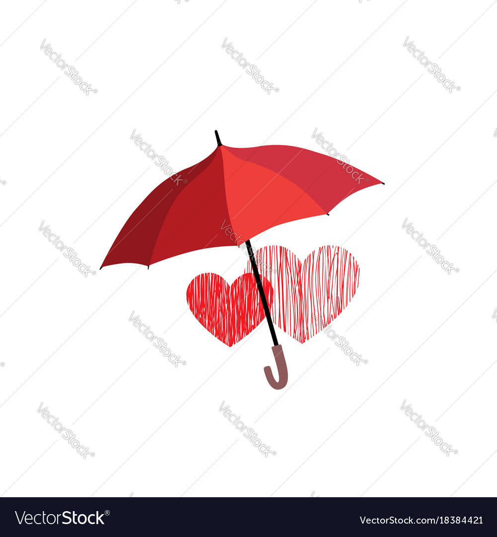 Love heart sign over umbrella protection