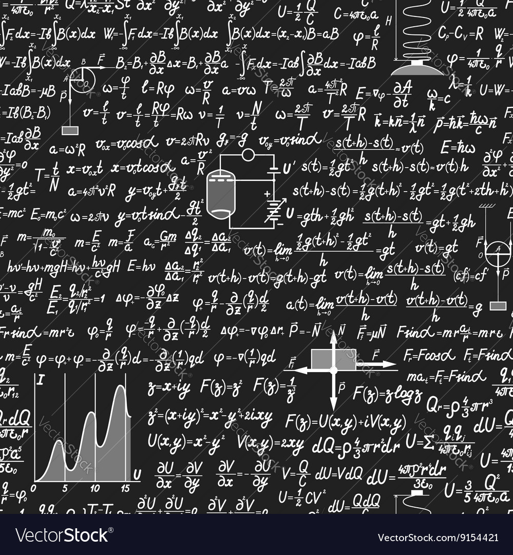 Physical seamless pattern on a blackboard Vector Image