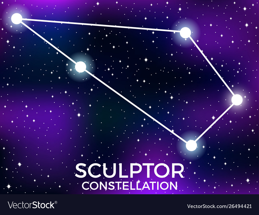 Sculptor constellation starry night sky zodiac Vector Image