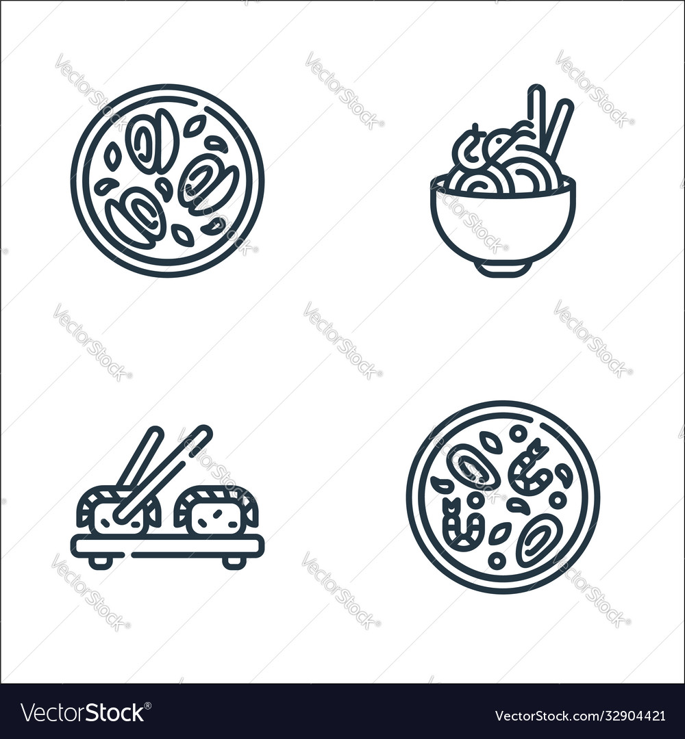 Seafood line icons linear set quality