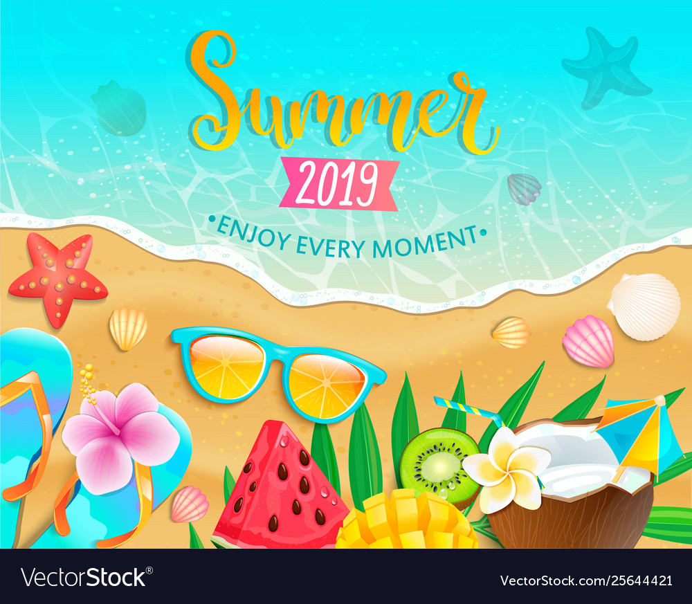 Summer 2019 top view banner vector image Summer 2019 top view banner
