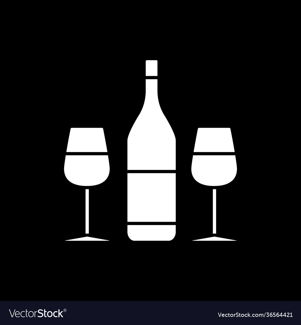 Wine for romantic dinner dark mode glyph icon