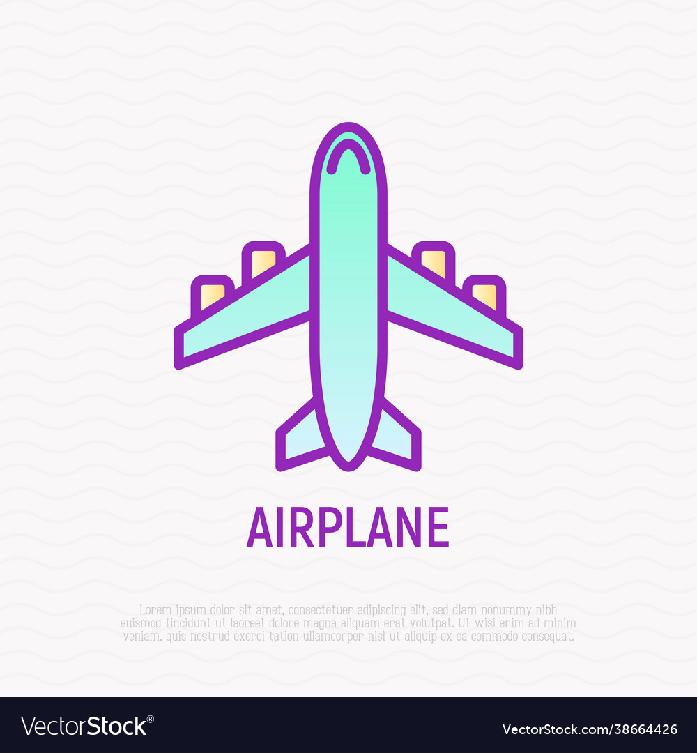 Airplane thin line icon modern Royalty Free Vector Image