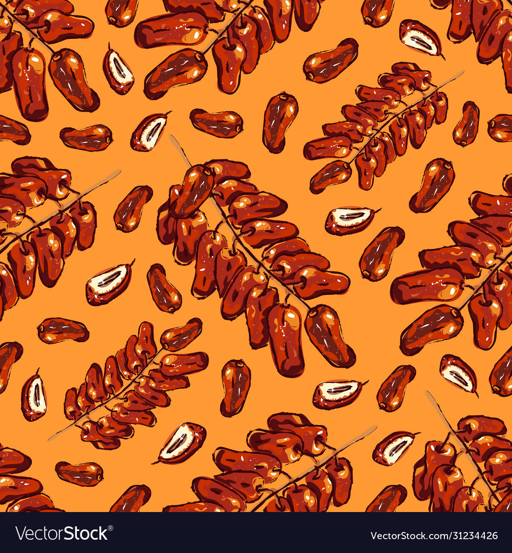 Dates fruits background branch seamless