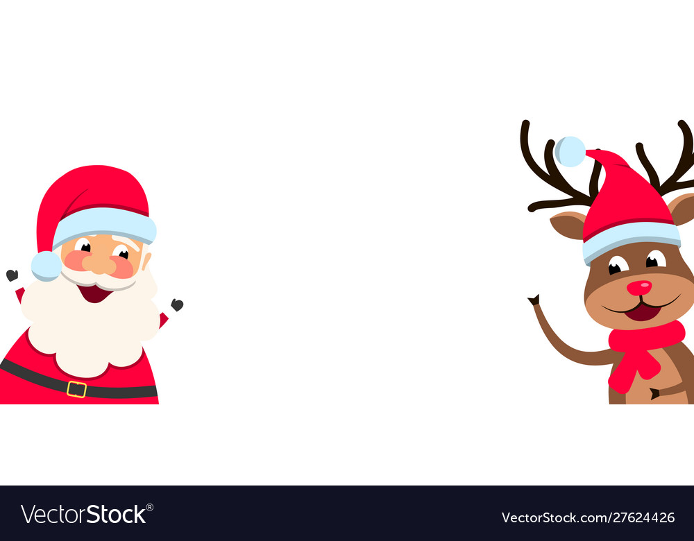 Lustige santa claus und christmas deer mit leer