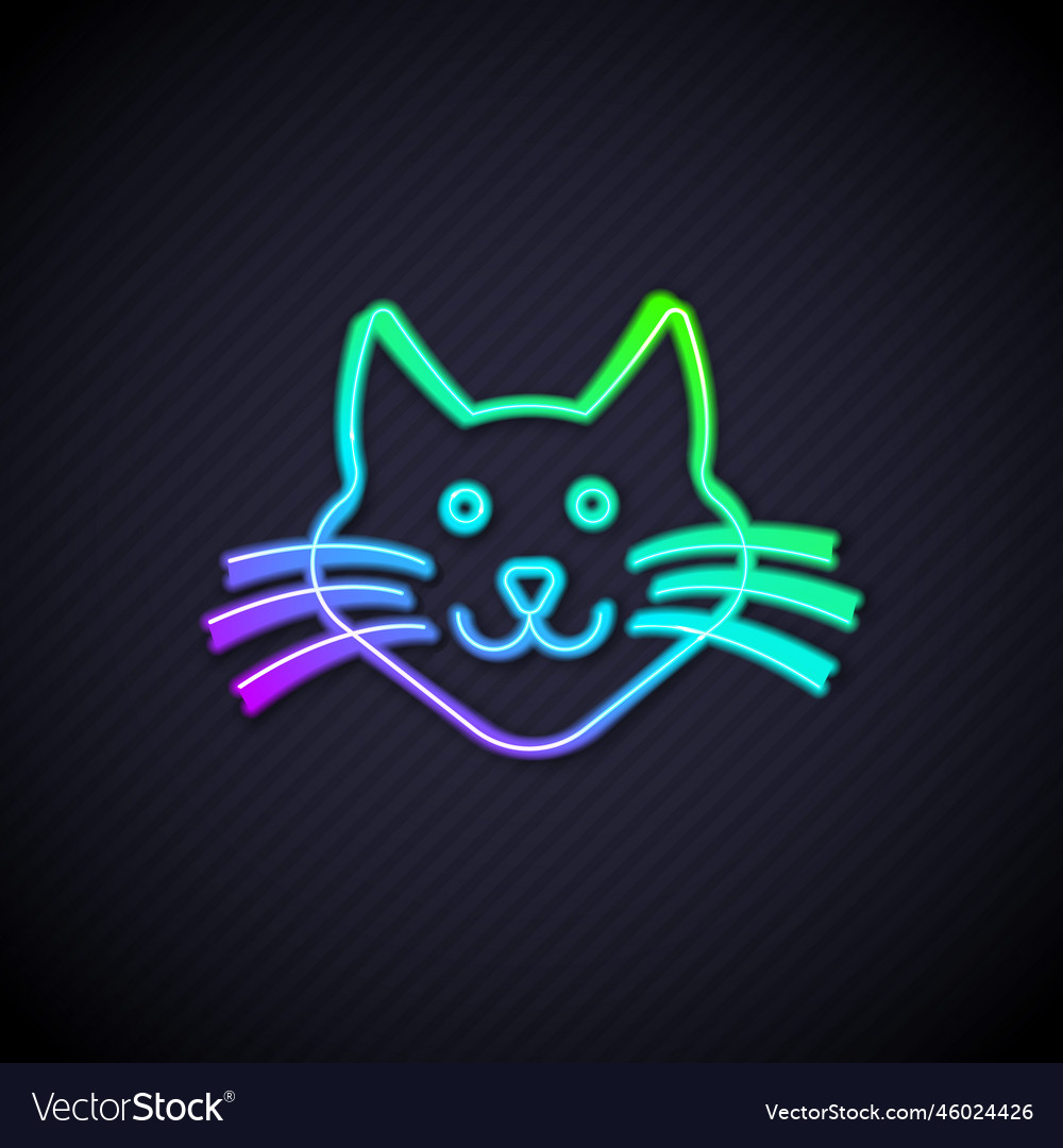 Glowing Neon Linie Katze Icon isoliert auf schwarz