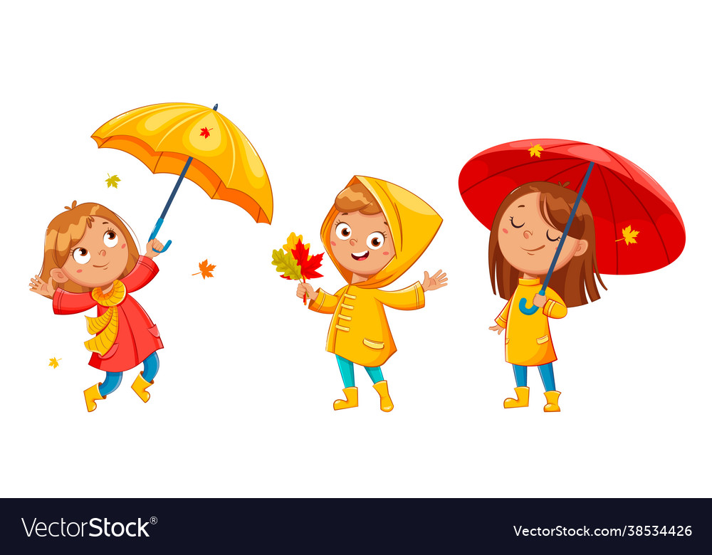 Happy funny child in raincoat and rubber boots Vector Image