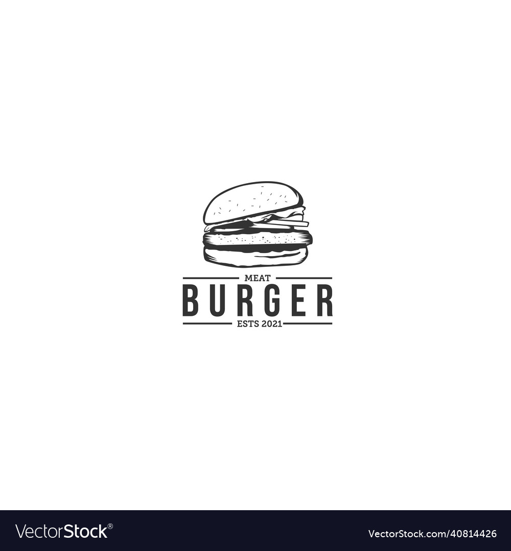 Modern silhouette burger eat food logo design Vector Image