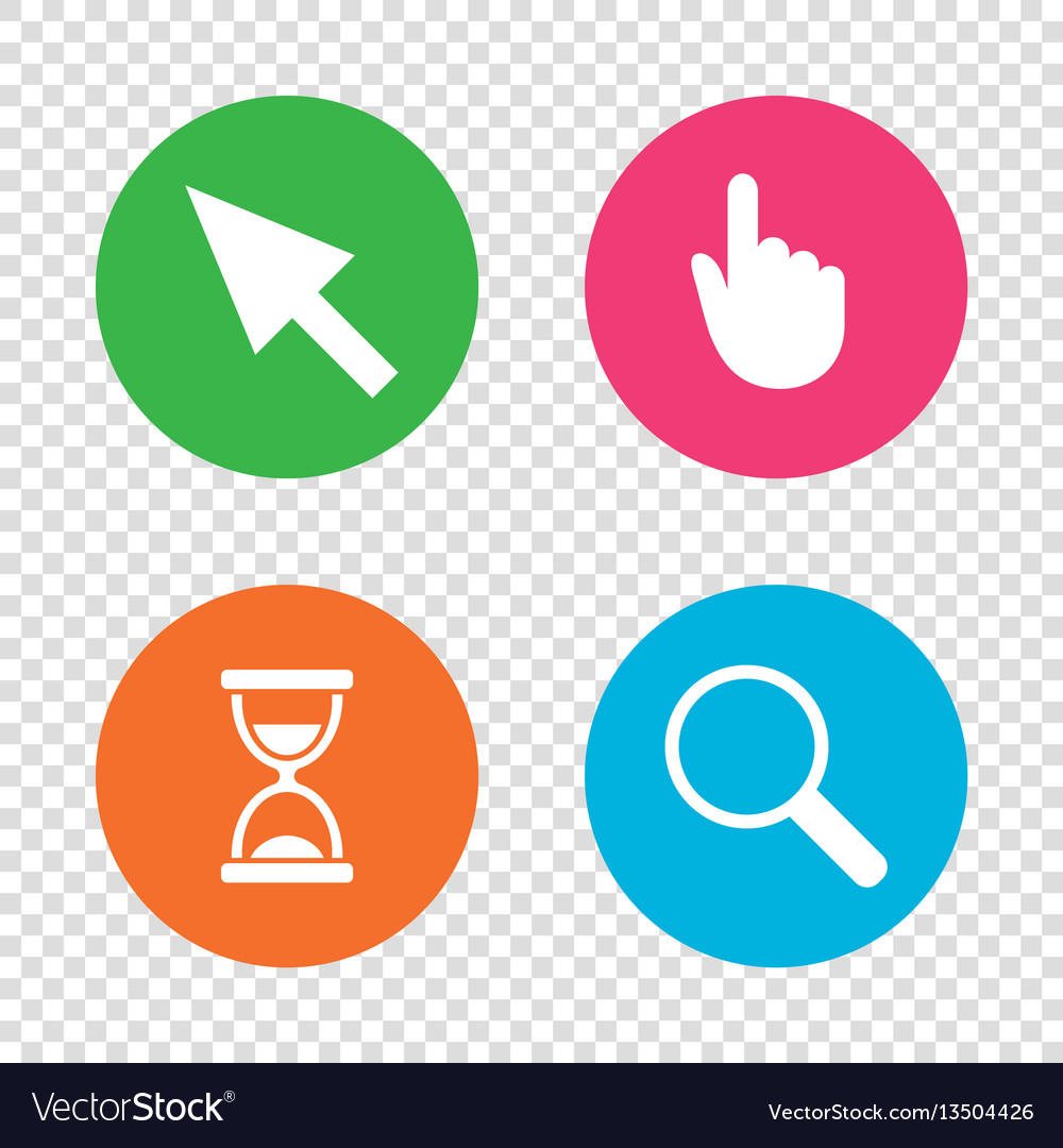 Mouse cursor icon hourglass magnifier glass Vector Image