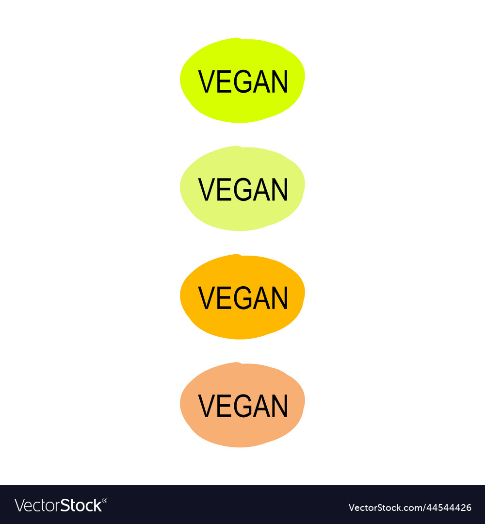Vegan Lebensmittel Etiketten Abzeichen isoliert auf weiß