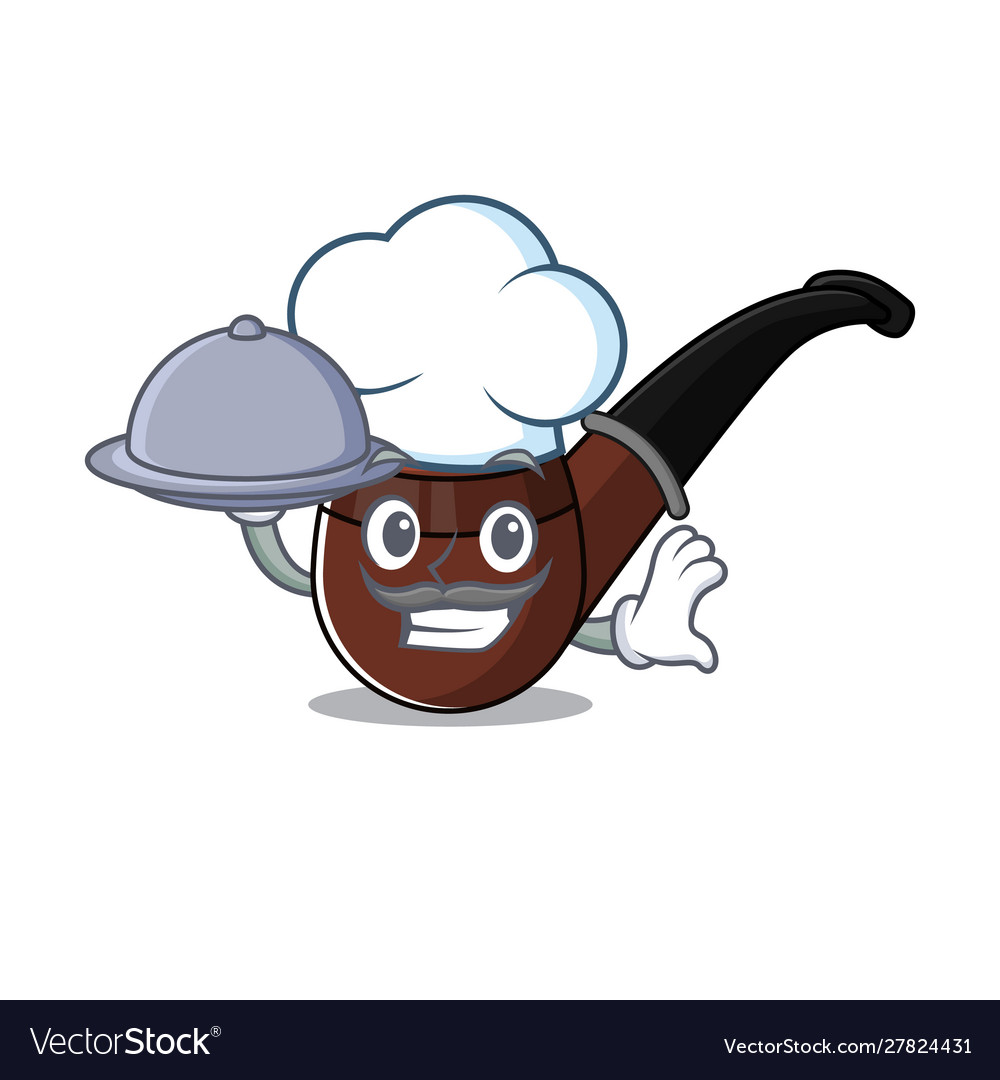 Chef holding food cartoon character style