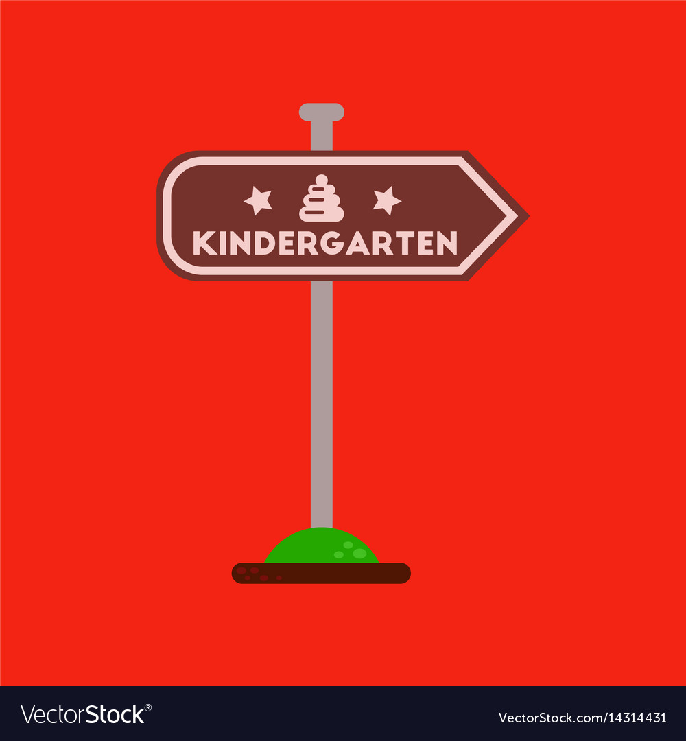 Flat icon on background sign kindergarten