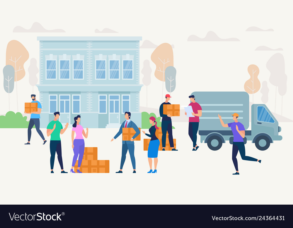 People characters on street with delivery service Vector Image