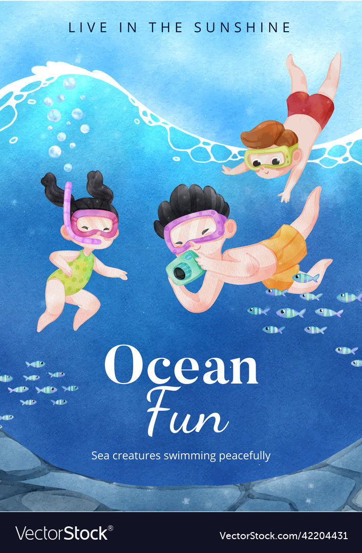 Poster template with explore ocean world