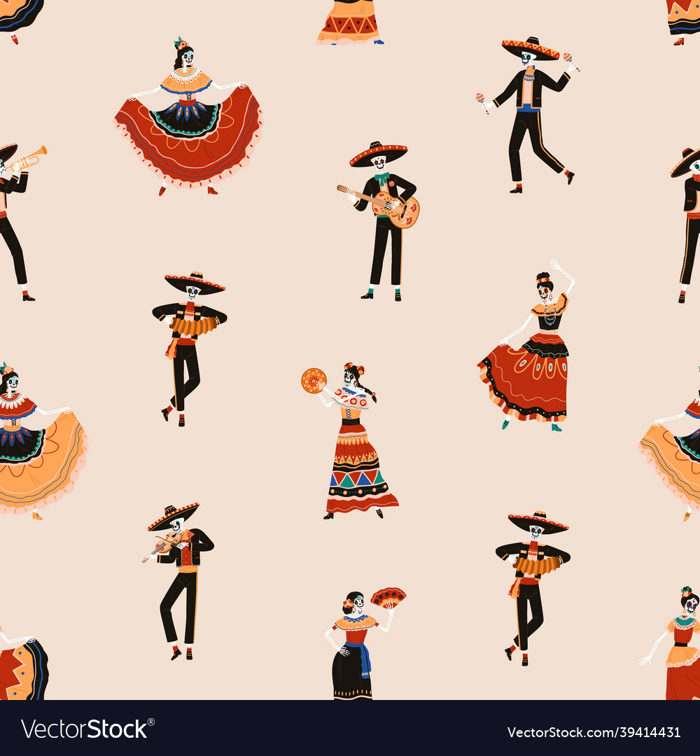 Seamless mexican pattern for day of dead Vector Image