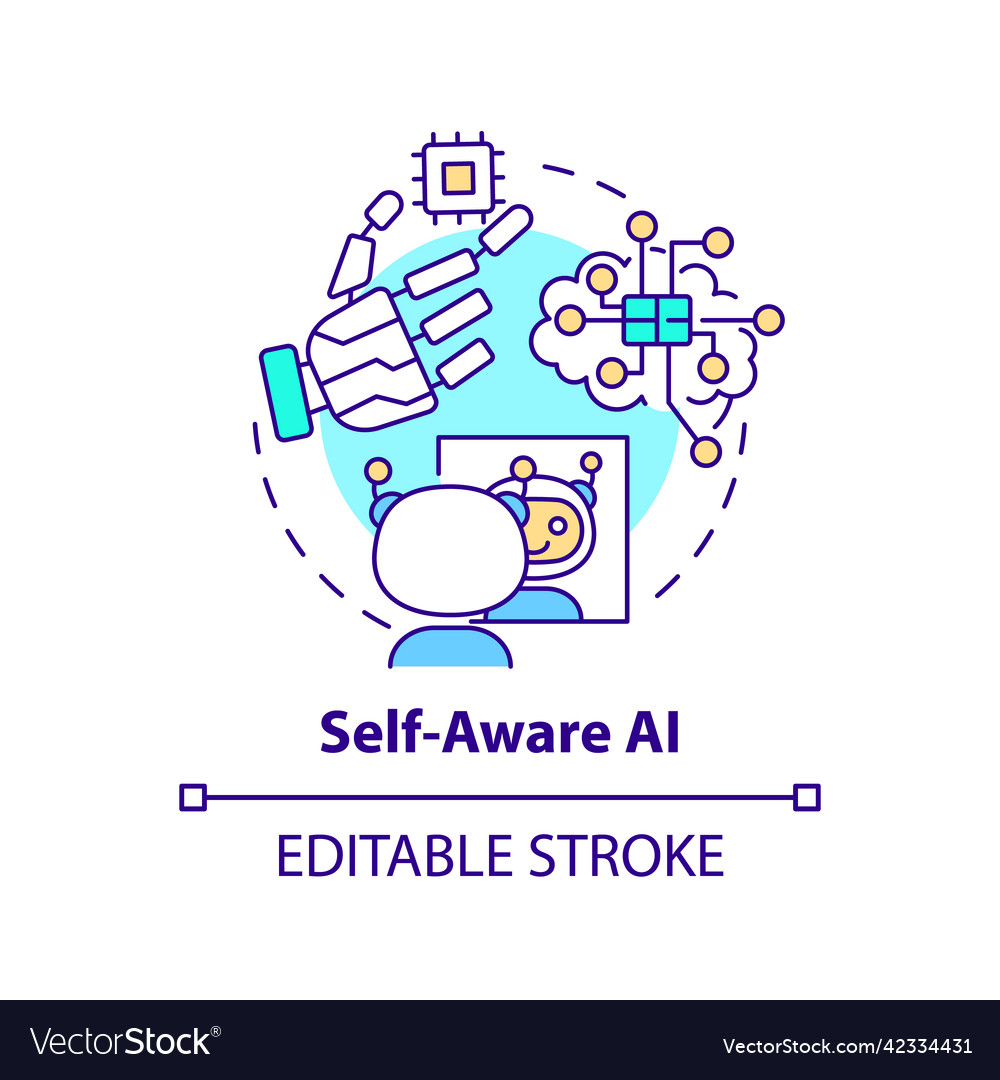 Self aware ai concept icon Royalty Free Vector Image