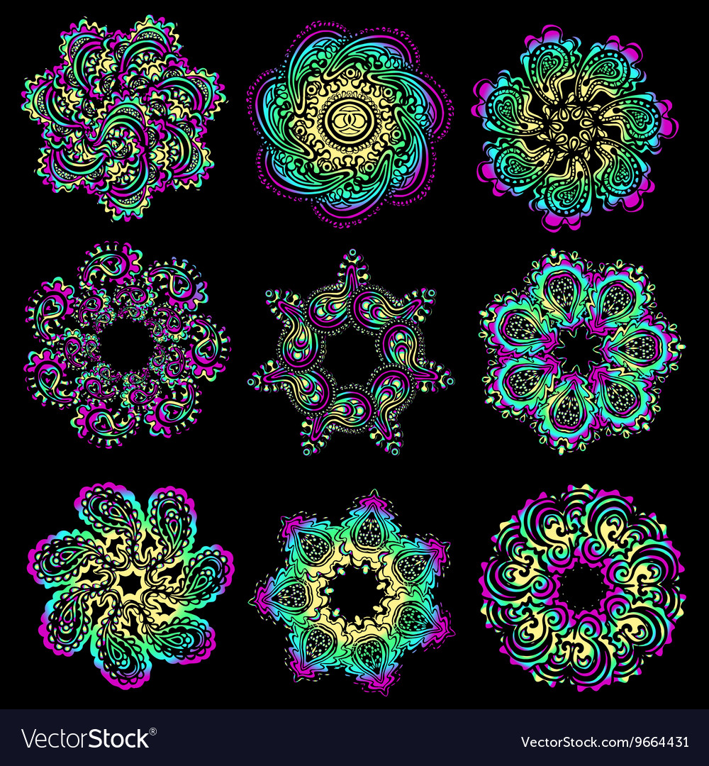 Set of colorful round pattern