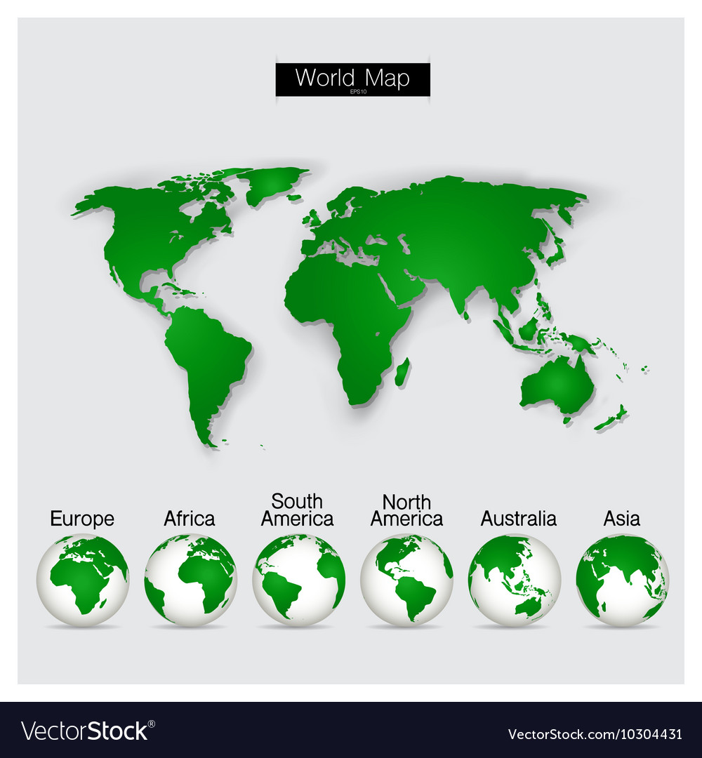 World map and globe Royalty Free Vector Image - VectorStock