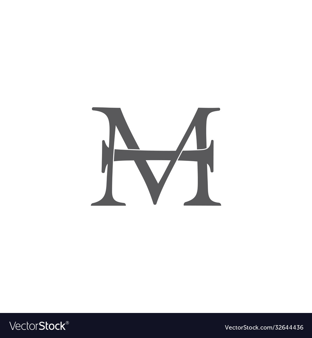 Letter mh linked flat overlap logo Royalty Free Vector Image