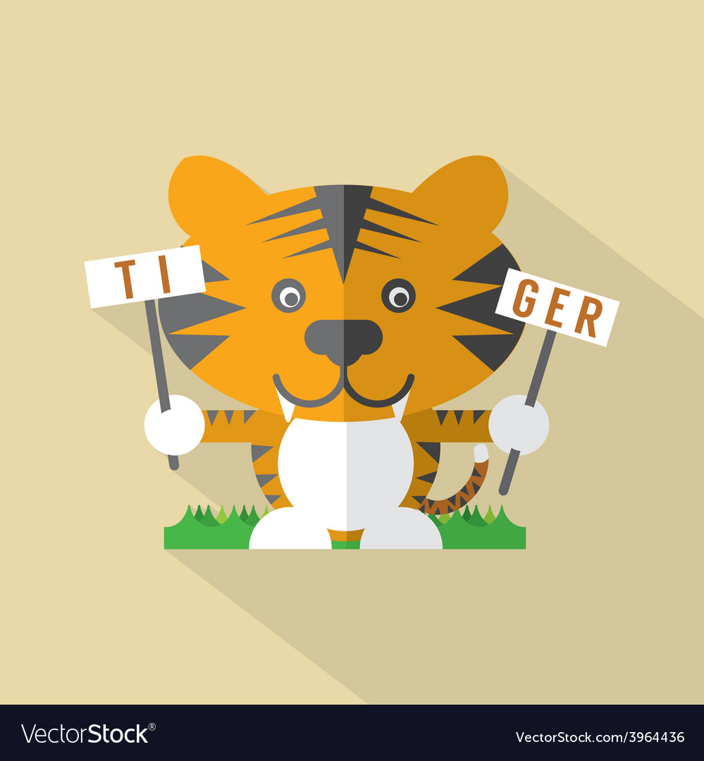 Modern flat design tiger icon