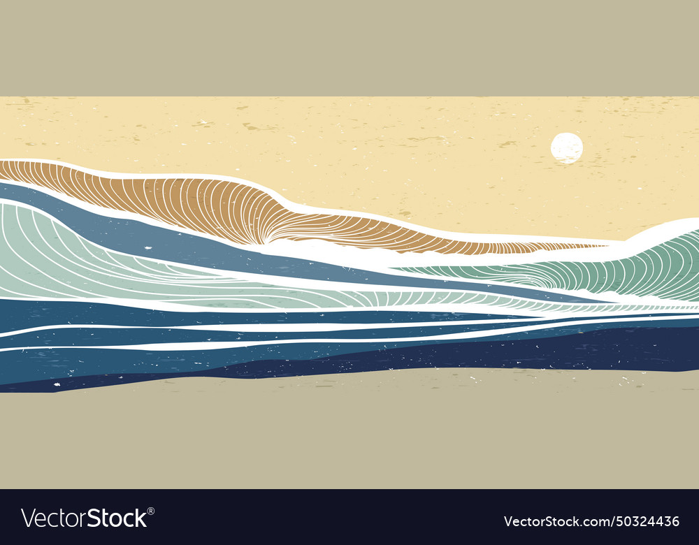 Ocean wave landscape creative minimalist modern Vector Image