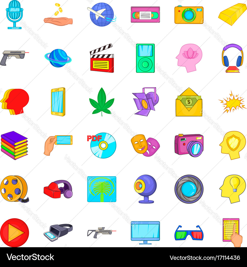 Processing icons set cartoon style Royalty Free Vector Image