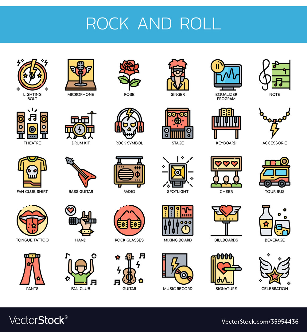 Vector Flat Pixel Rock N Roll Icon with Fire' Poster - rock n roll