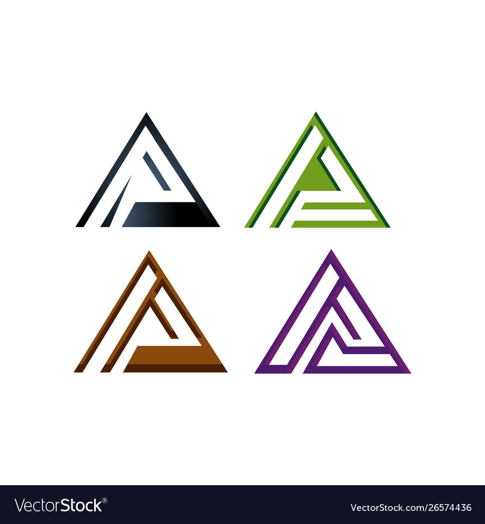 Set abstract triangle logo icon for tech