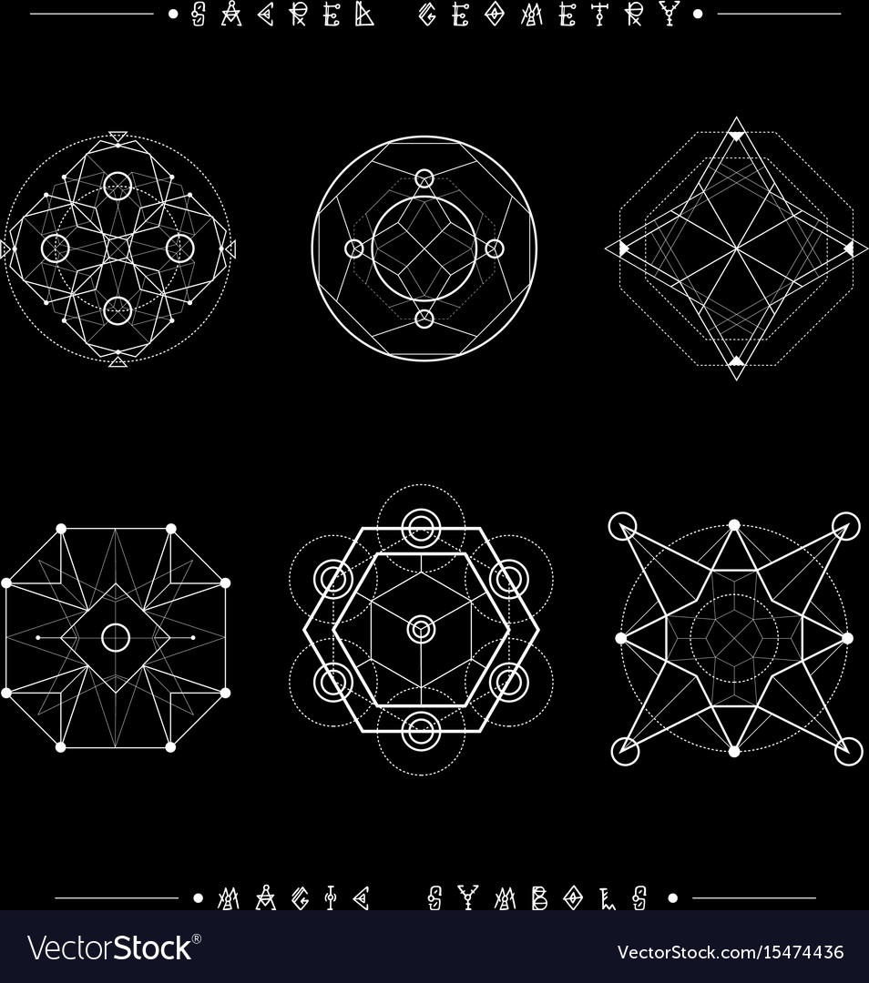 Set of symbols and elements alchemy religion Vector Image