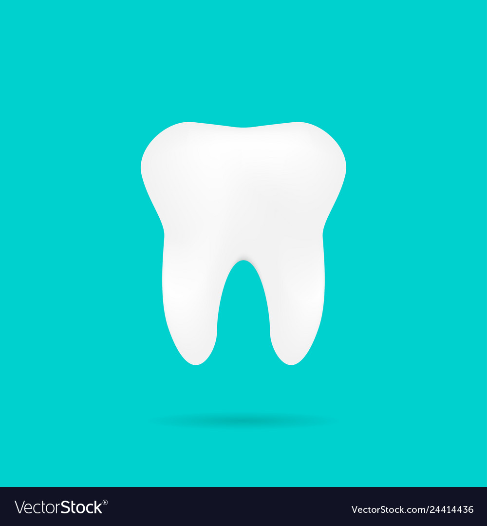 Tooth on turquoise background with shadow