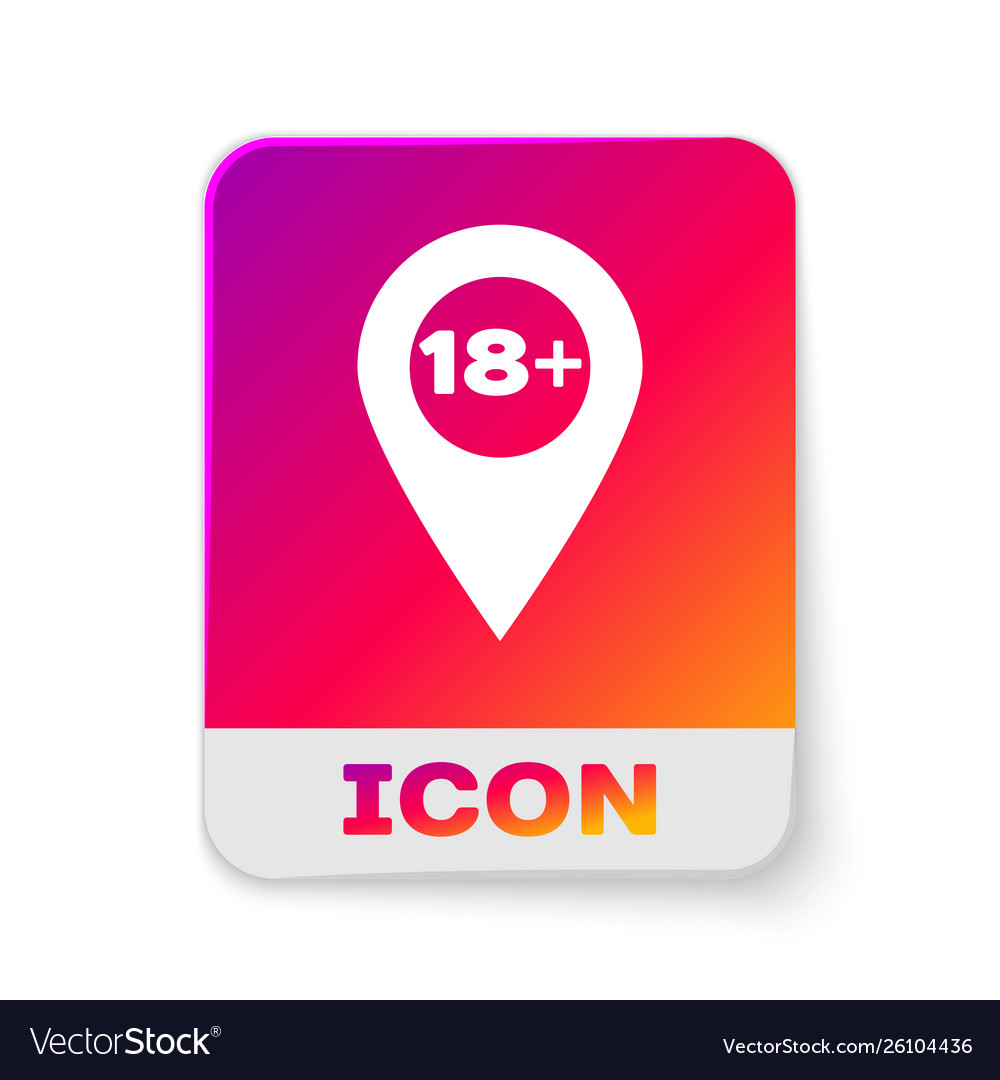 White map pointer with 18 plus icon isolated vector image White map pointer with 18 plus icon isolated