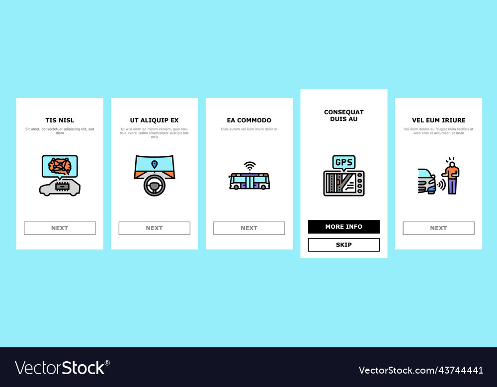 Car self vehicle drive smart auto onboarding icons