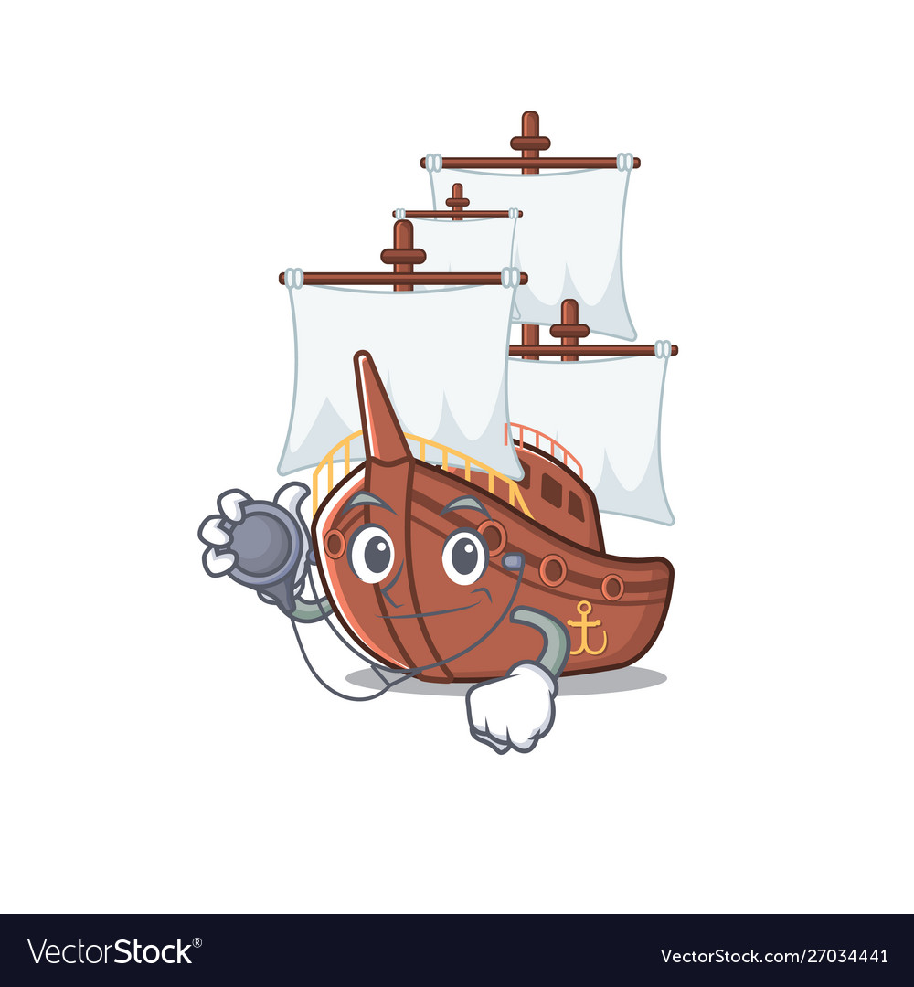 Doctor pirate ship isolated with cartoon Vector Image