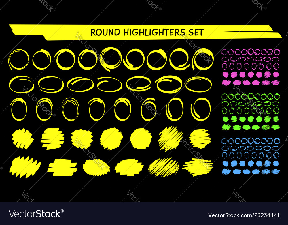 Hand zeichnen Highlight Marker Kreisrahmen Set