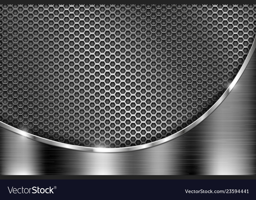 Metal perforated background with brushed iron wave