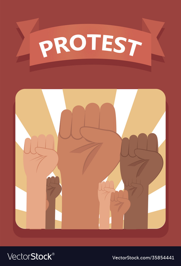 Protest fists hands in frame design