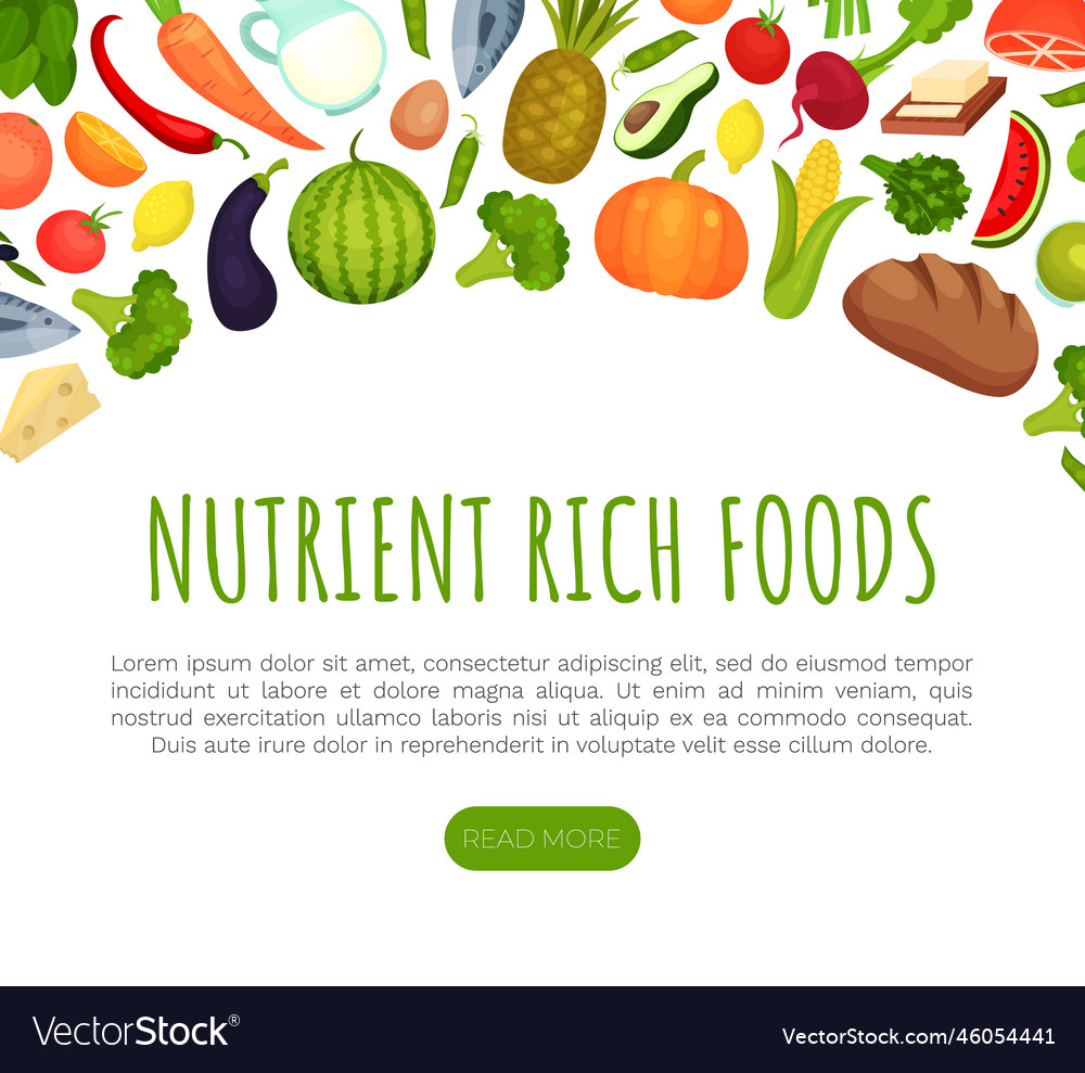 Vitamin food banner design with healthy nutrition