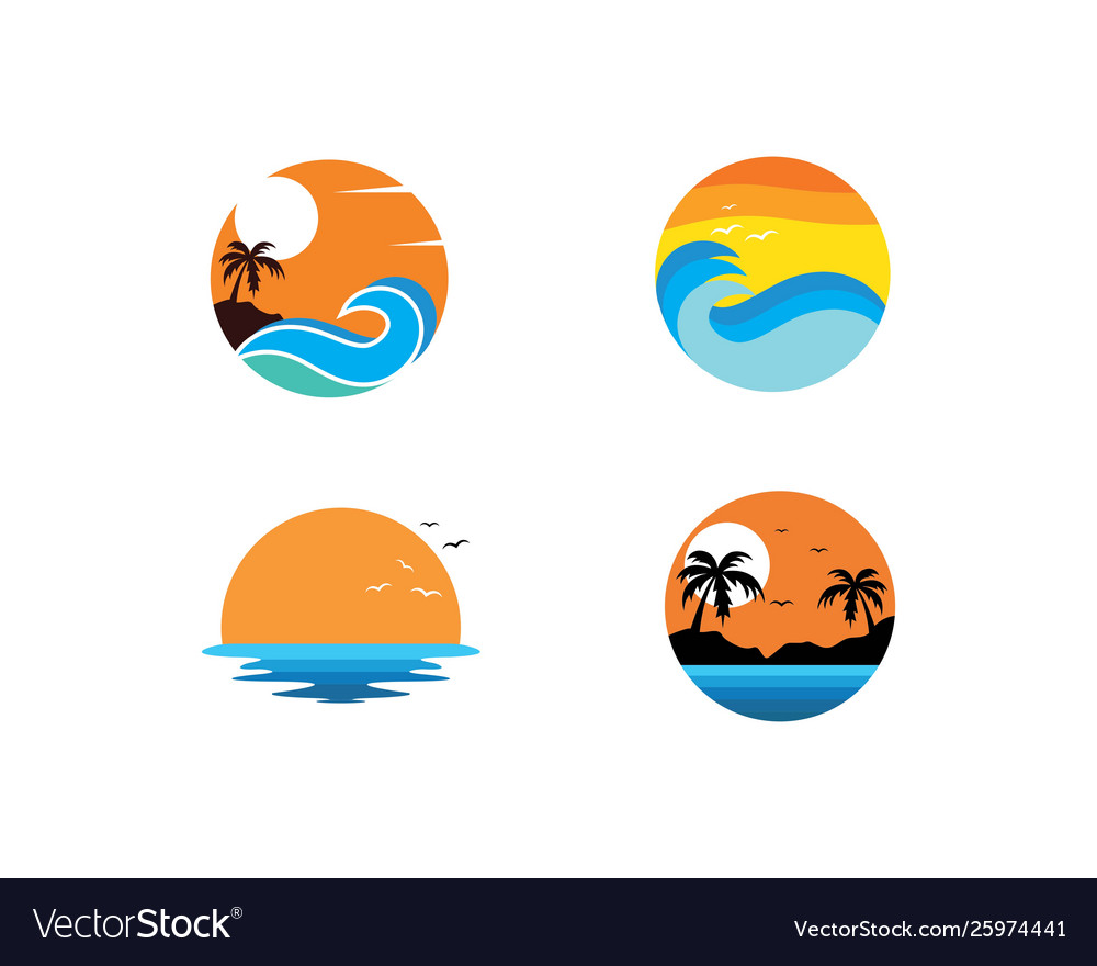 Water wave with palm tree Royalty Free Vector Image