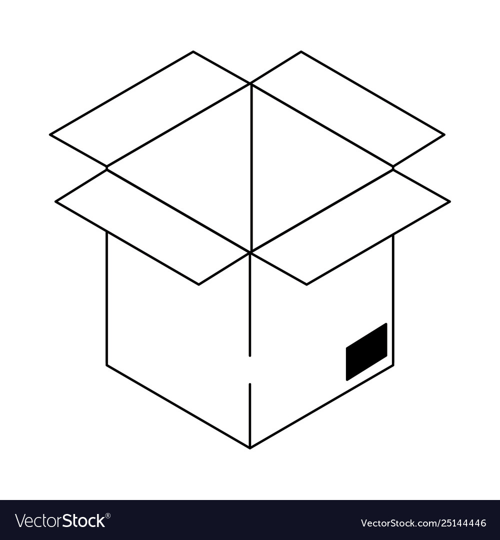 Box icon cartoon in black and white Royalty Free Vector