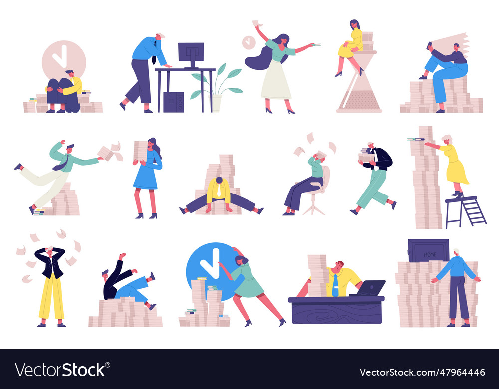 Deadline office work unorganised rushing office Vector Image